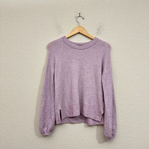 MADEWELL Payton Puff-Sleeve Knit Alpaca Pullover Sweater Cozy in Lavender